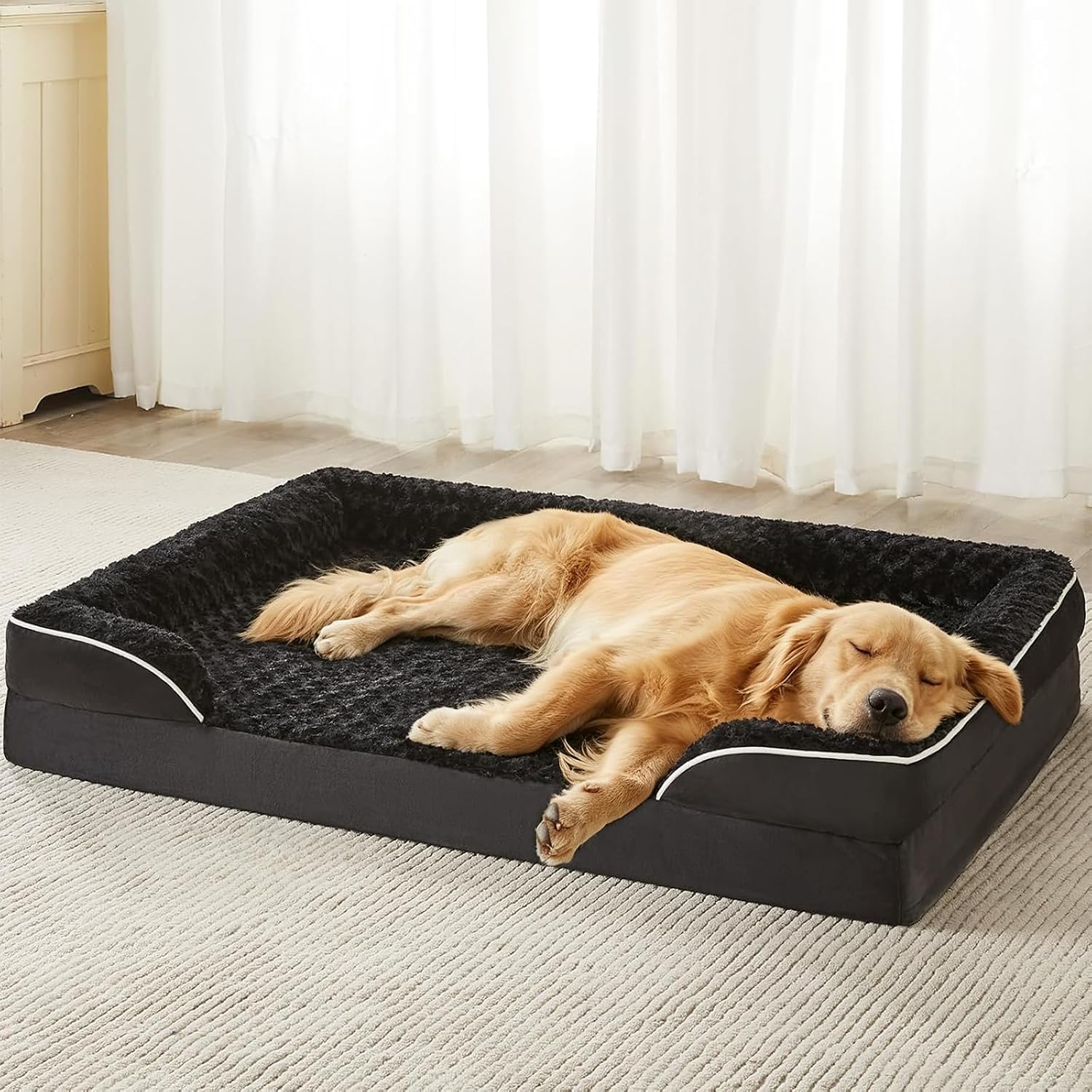 WNPETHOME Orthopedic Washable Dog Bed Large for Senior Dog Cozy Sleep