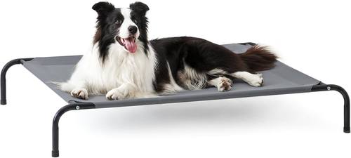 Love's cabin Elevated Cooling Dog Bed for Large Dogs, Portable Indoor & Outdoor Raised Pet Dog Cat Cot, Durable Summer Frame with Breathable Mesh, Grey, 48 inches