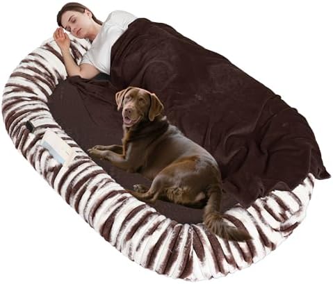 DANFOOZIO Human Dog Bed for Adult, Orthopedic Gel Memory Foam, 71"x47"x9" | Human Dog Bed Fits Adult & Pets, Reversible Egg-Crate Foam Cushion, Washable Pet Bed with Bl