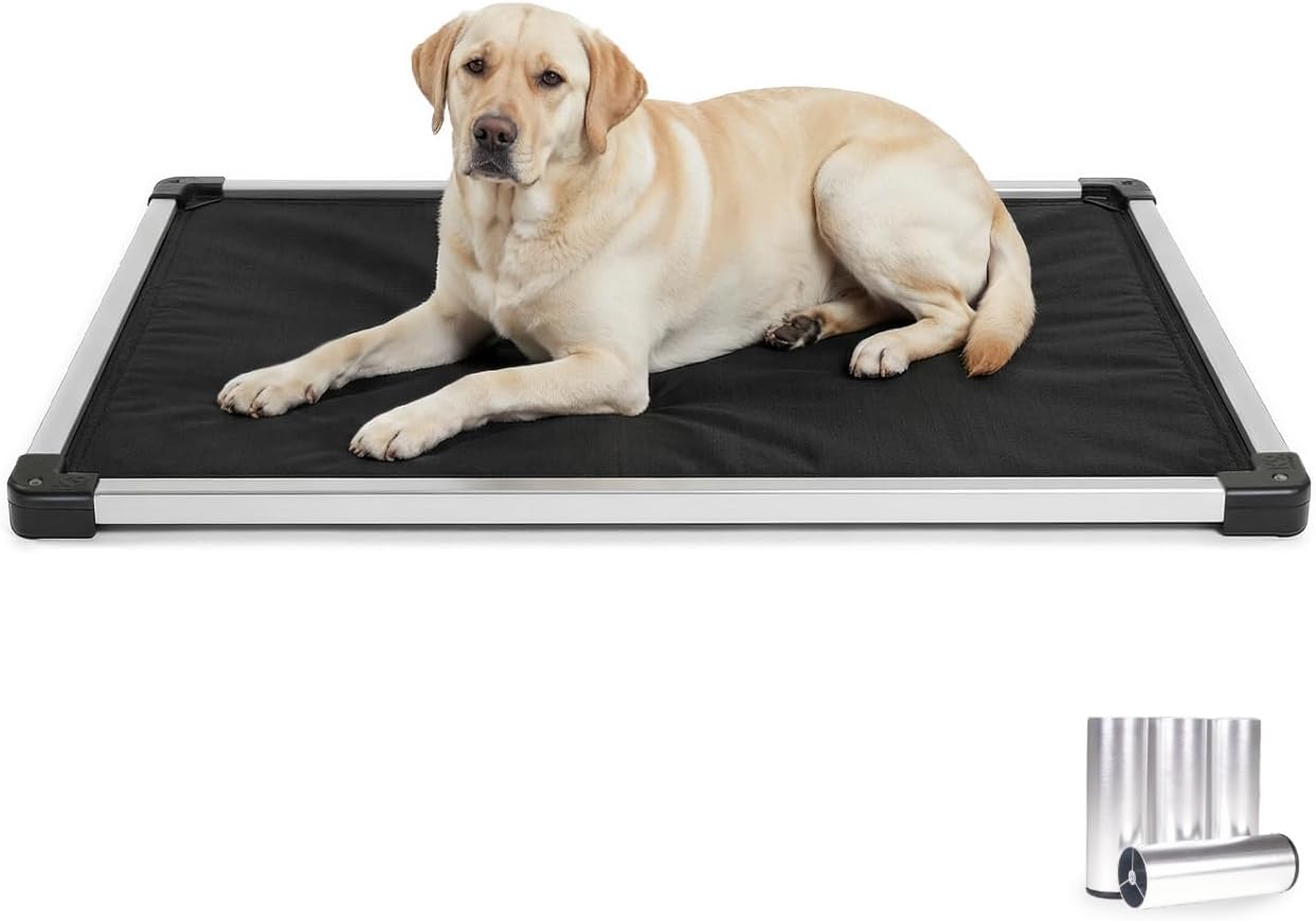 K9 Ballistics Chew Proof Armored Padded Dog Crate Bed, L, Obsidian Black
